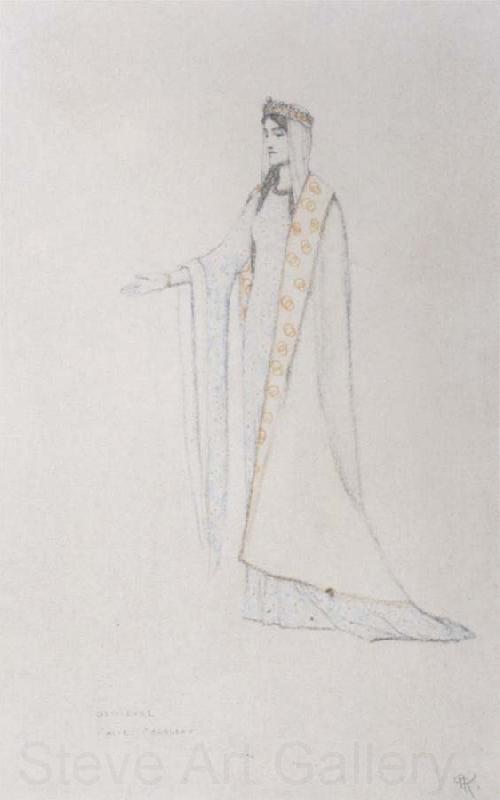 Fernand Khnopff Costume Drawing For Le Roi Arthus Genievre France oil painting art